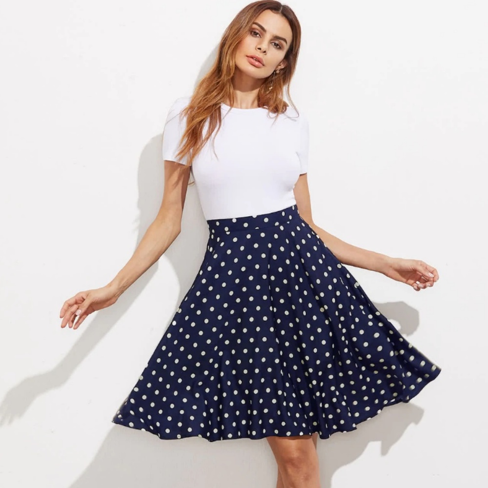 Hidden Pocket Detail Polka Dot Circle Skirt